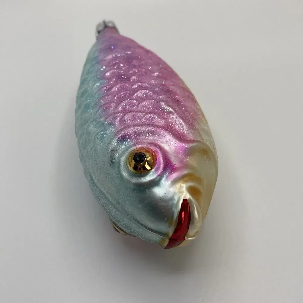 Vintage Christopher Radko Rainbow Trout Hand Blown Glass Christmas Ornament Rare